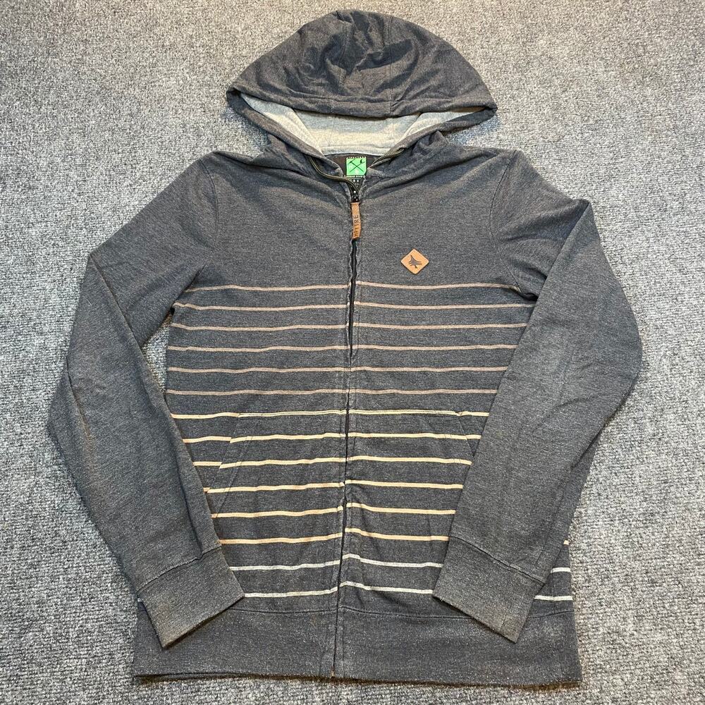 Hippy Tree Nomad Division Surf Stone Zip Up Light Hoodie Grey Pockets Men Small